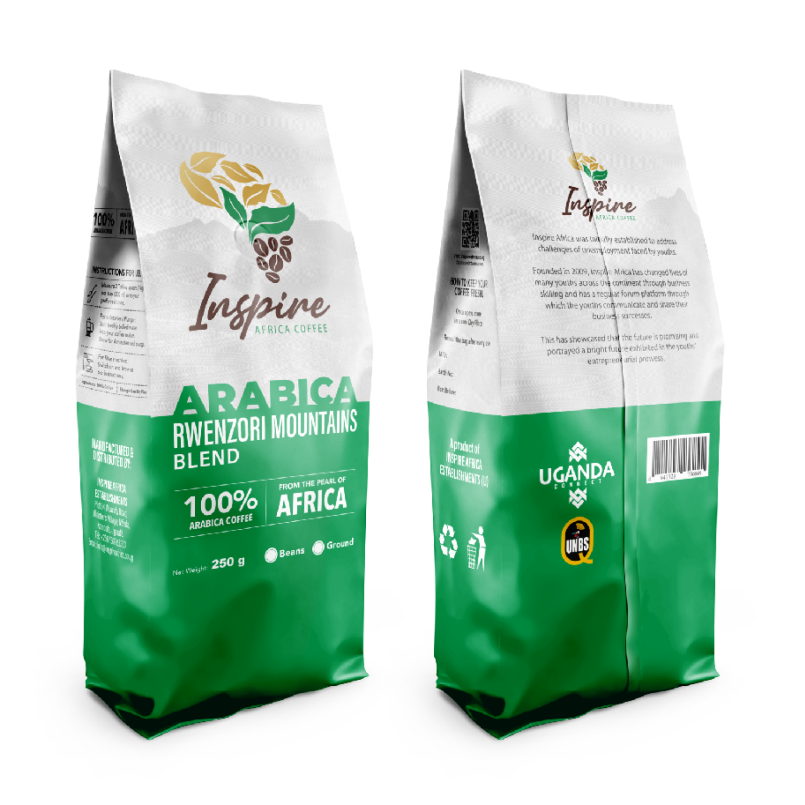 Inspire Africa Coffee – Rwenzori Mountains Blend (100% Arabica)