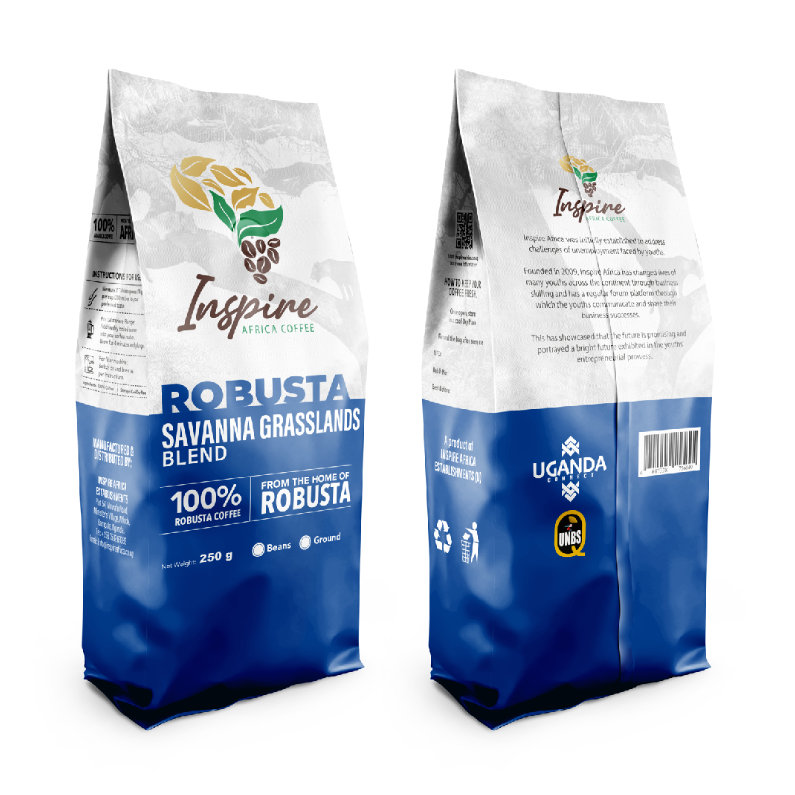 Inspire Africa Coffee – Savanna Grasslands Blend (100% Robusta)