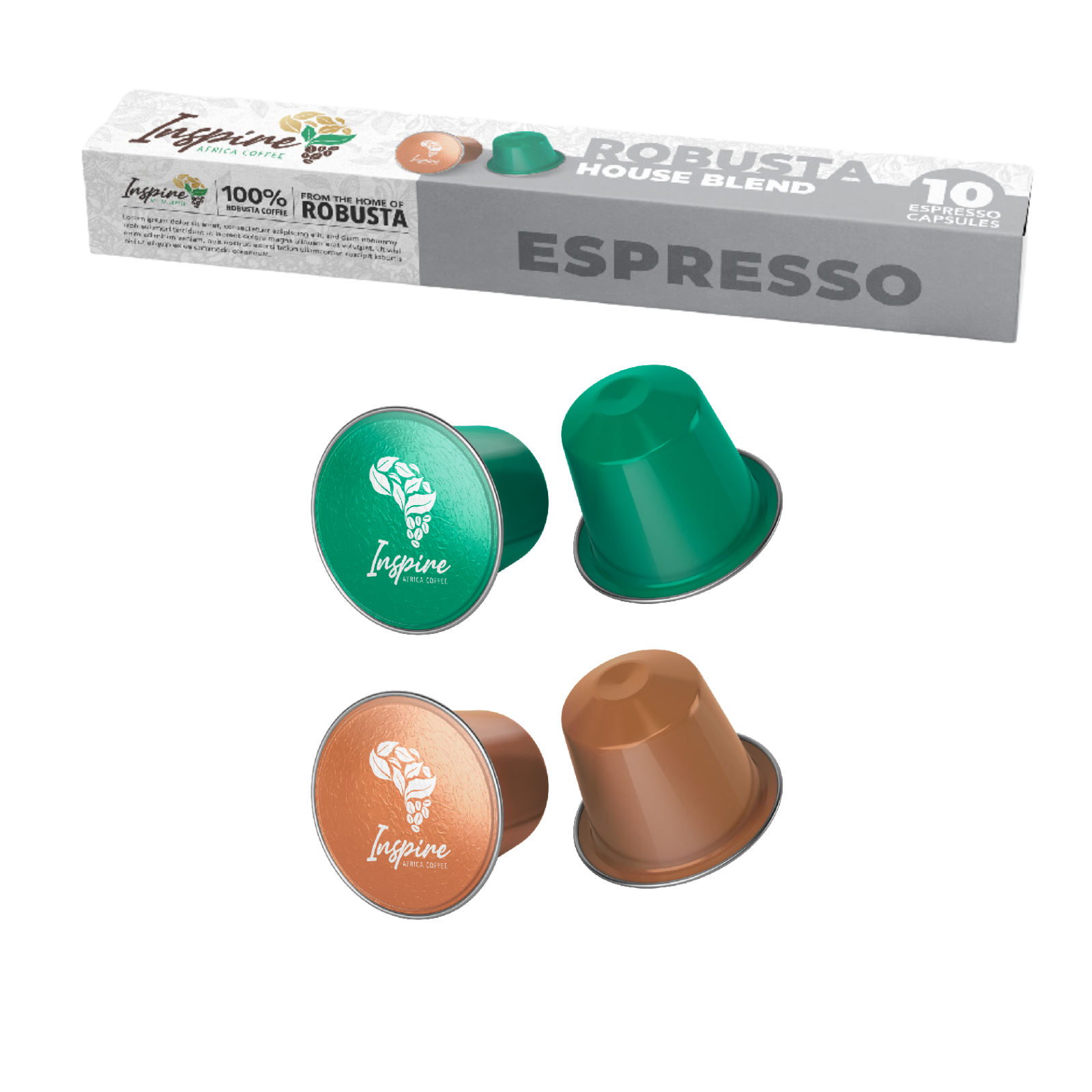 Inspire Africa Coffee – House Blend Espresso Capsules (100% Robusta)